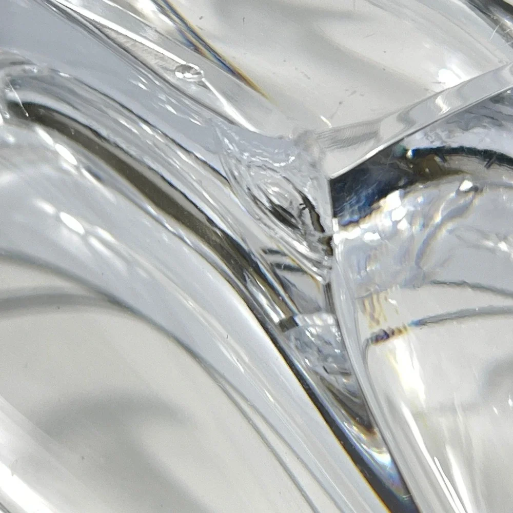 VTG Cofrac Art Verrier France Clear Crystal Winged Art Glass‎ Bowl Centerpiece